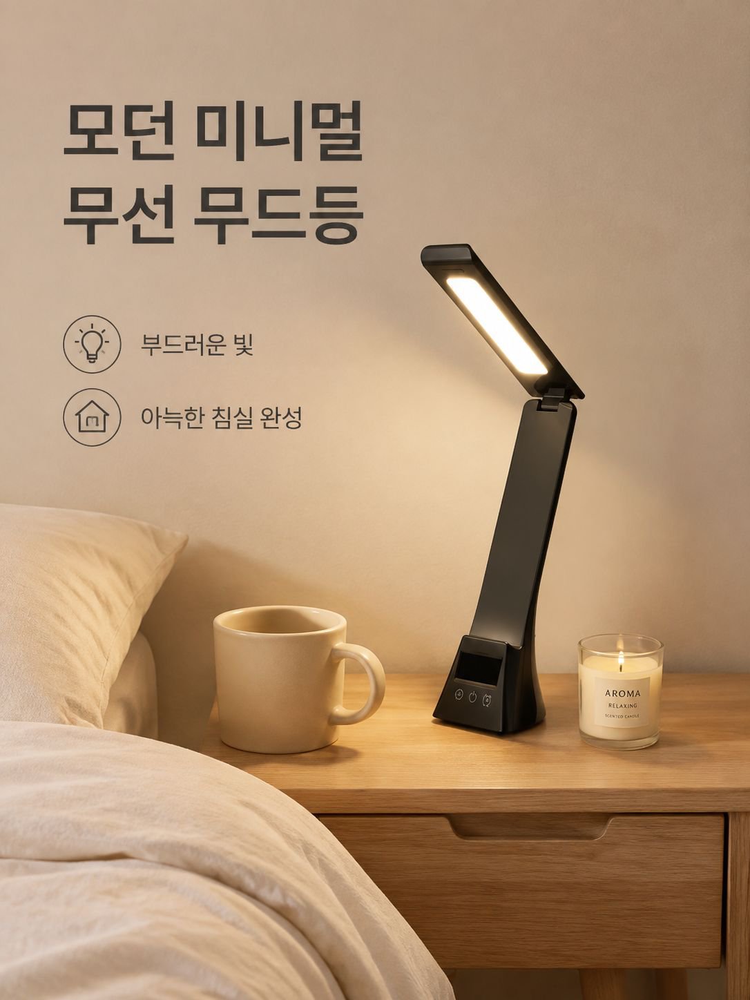 무선 침대 헤드 조명