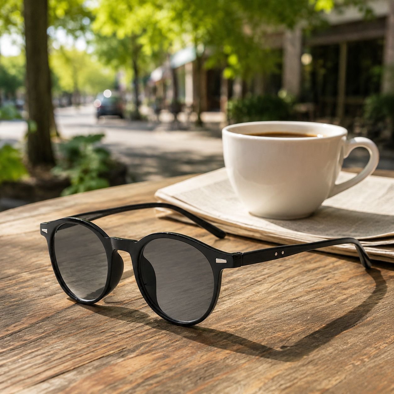 Photochromic round frame reading glasses front view
