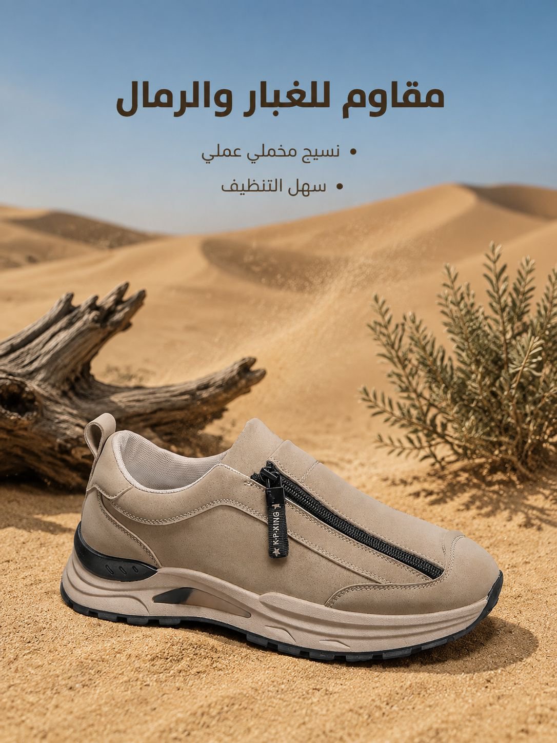 （تصميم بسحاب لسهولة الارتداء والخلع）حذاء رياضي رجالي بنعل مرن وسحاب جانبي