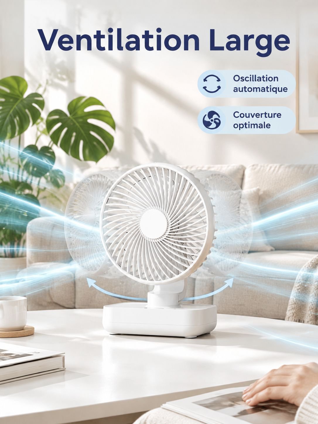 Mini ventilateur de bureau, silencieux, rechargeable par USB, idéal pour les étudiants, les bureaux 