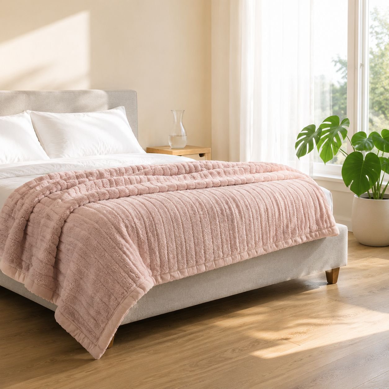 Soft coral fleece baby blanket for infants and toddlers