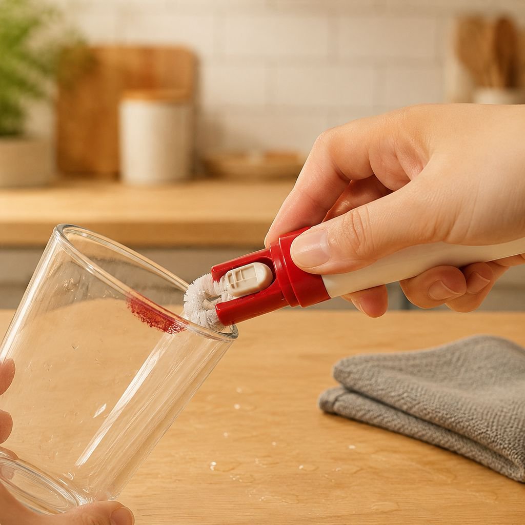Dead corner cleaning brush for cups and bottles