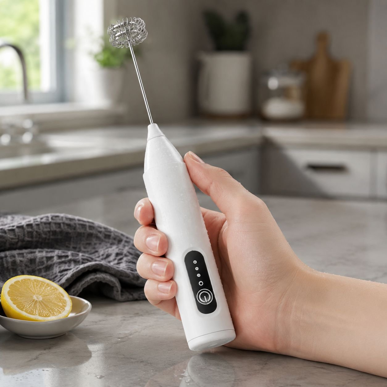 Compact electric frother for travel and home use