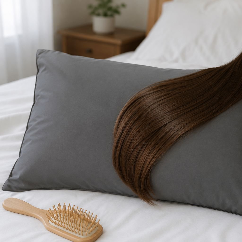 Close-up of solid color pillowcase fabric detail