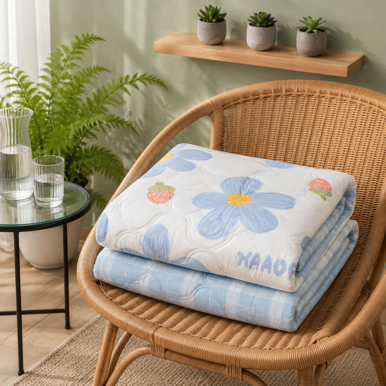 Manta de verano fresca y antibacteriana para habitaciones con aire acondicionado