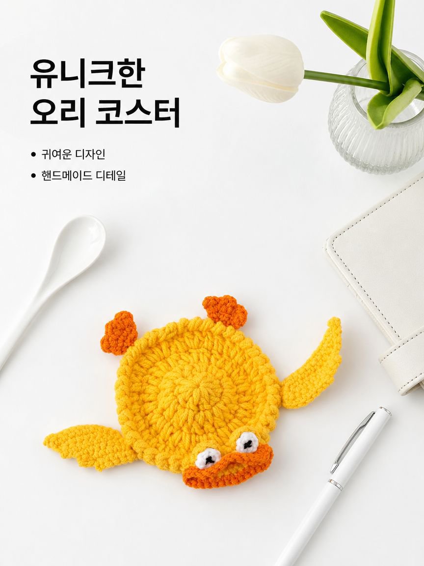신상 핸드메이드 코바늘 동물 캐릭터 컵받침 스트레스 해소 귀여운 디자인