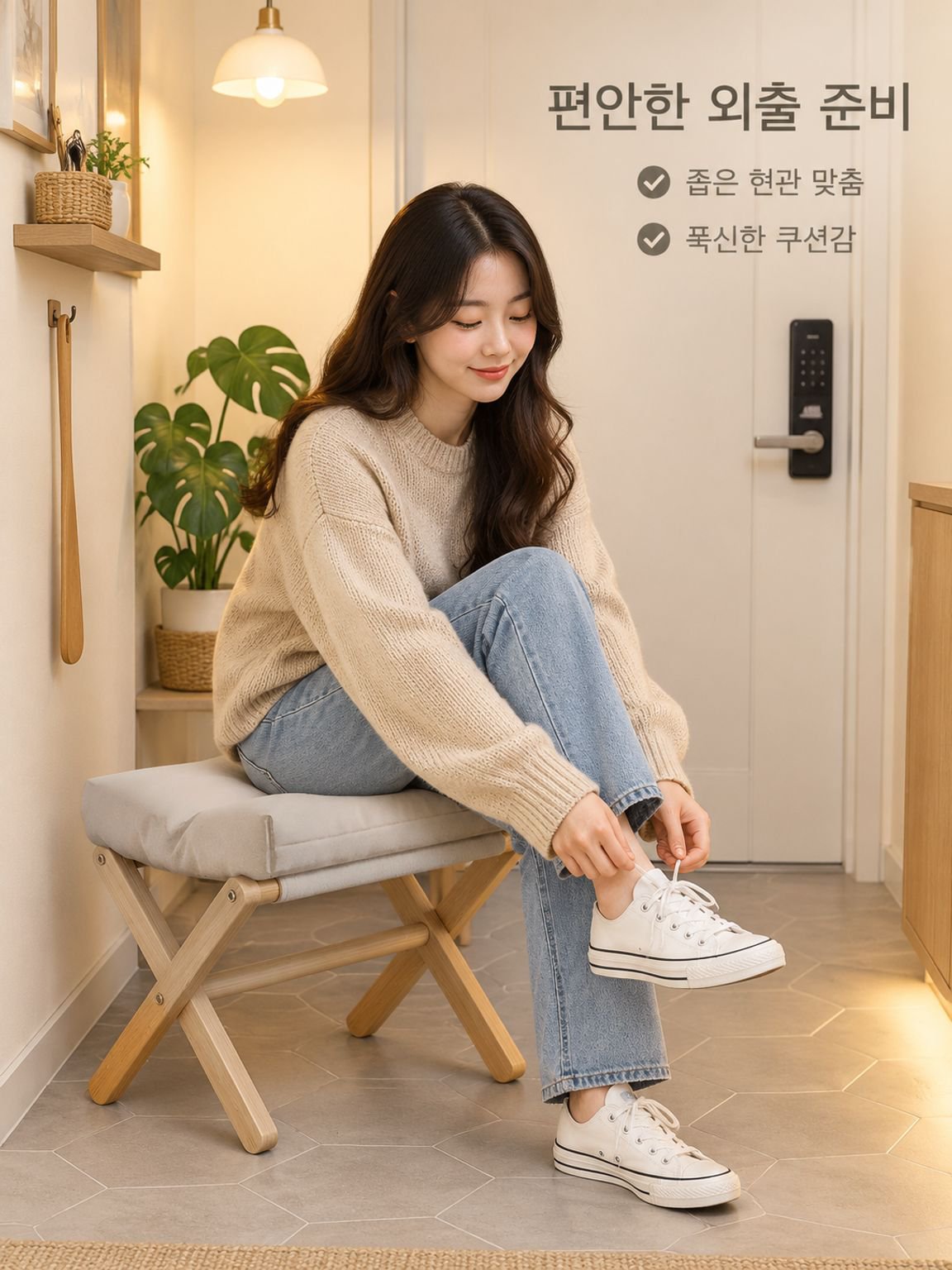 원목 신발 갈아입기용 의자