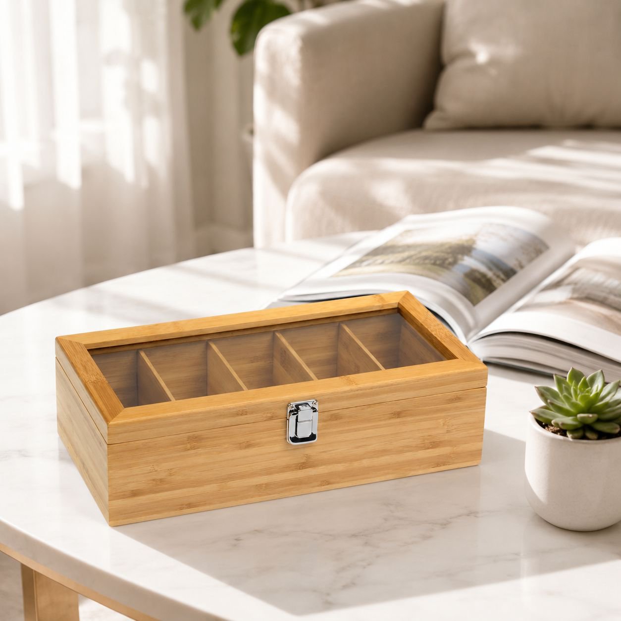 Desktop sundries rack with wooden finish