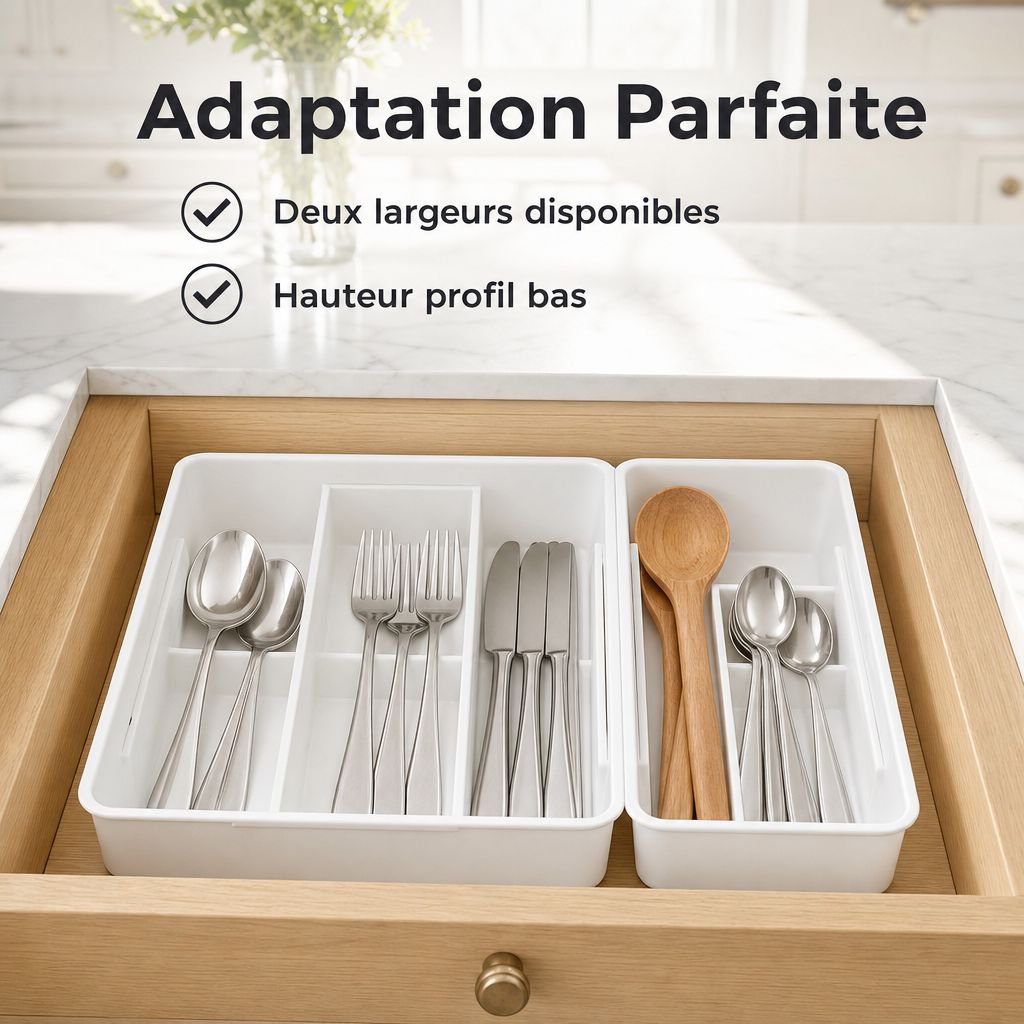 Boîte de rangement à séparateurs extensibles pour tiroir