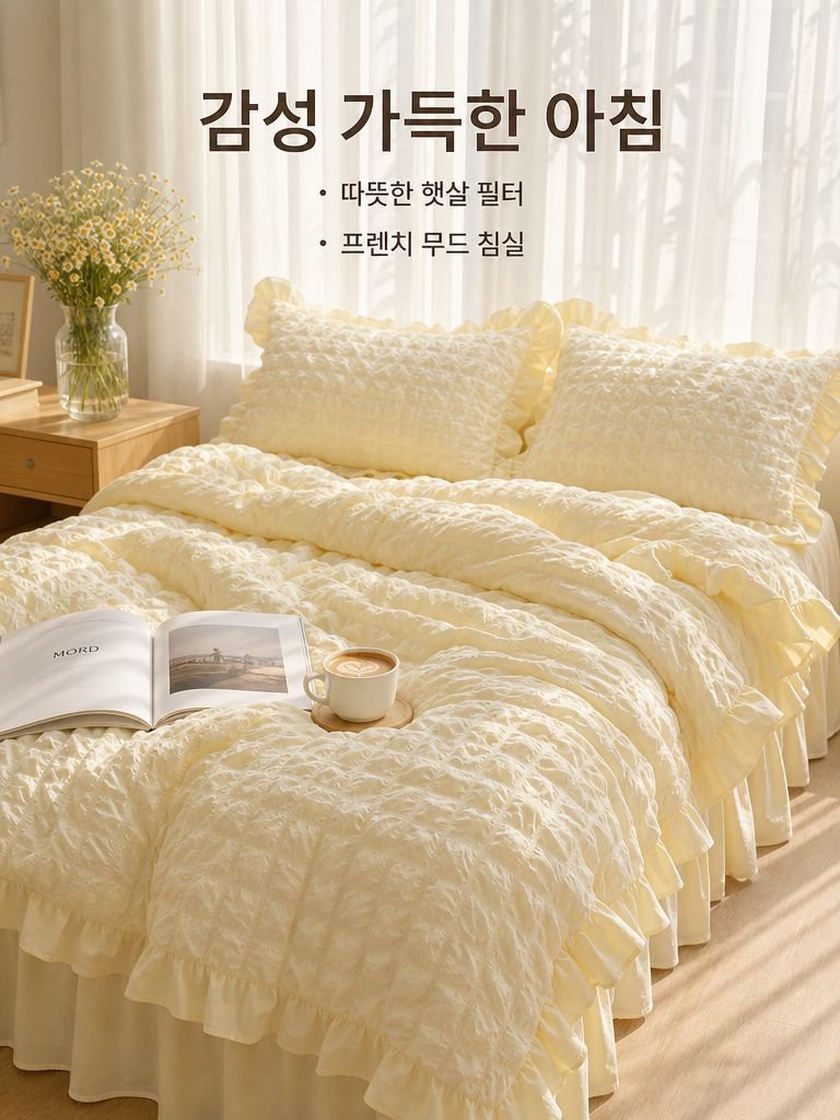 산뜻한 워싱면 버블거즈 침대스커트 4종 세트