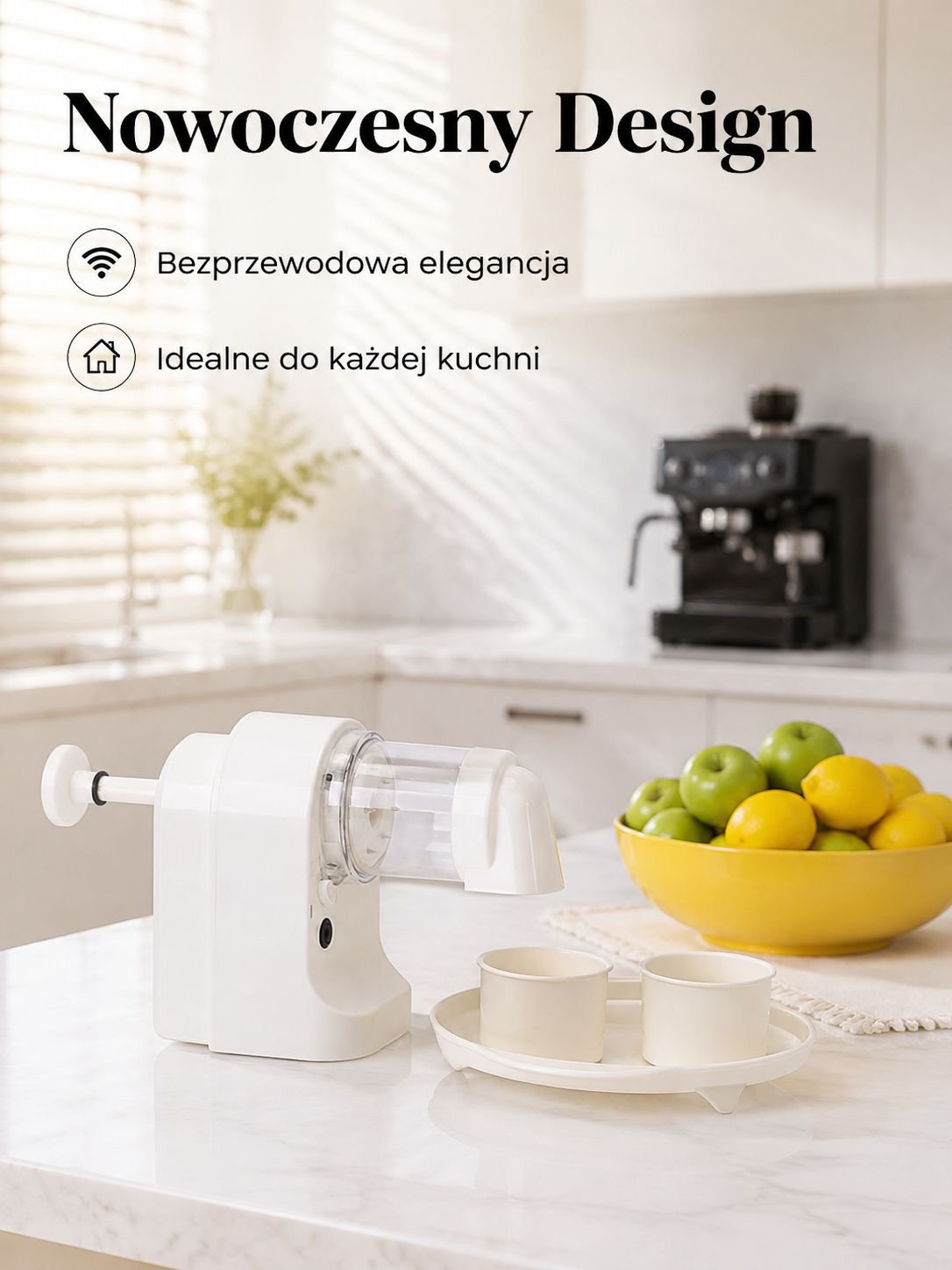 Automatyczna bezprzewodowa maszyna do lodu śnieżnego na blacie kuchennym