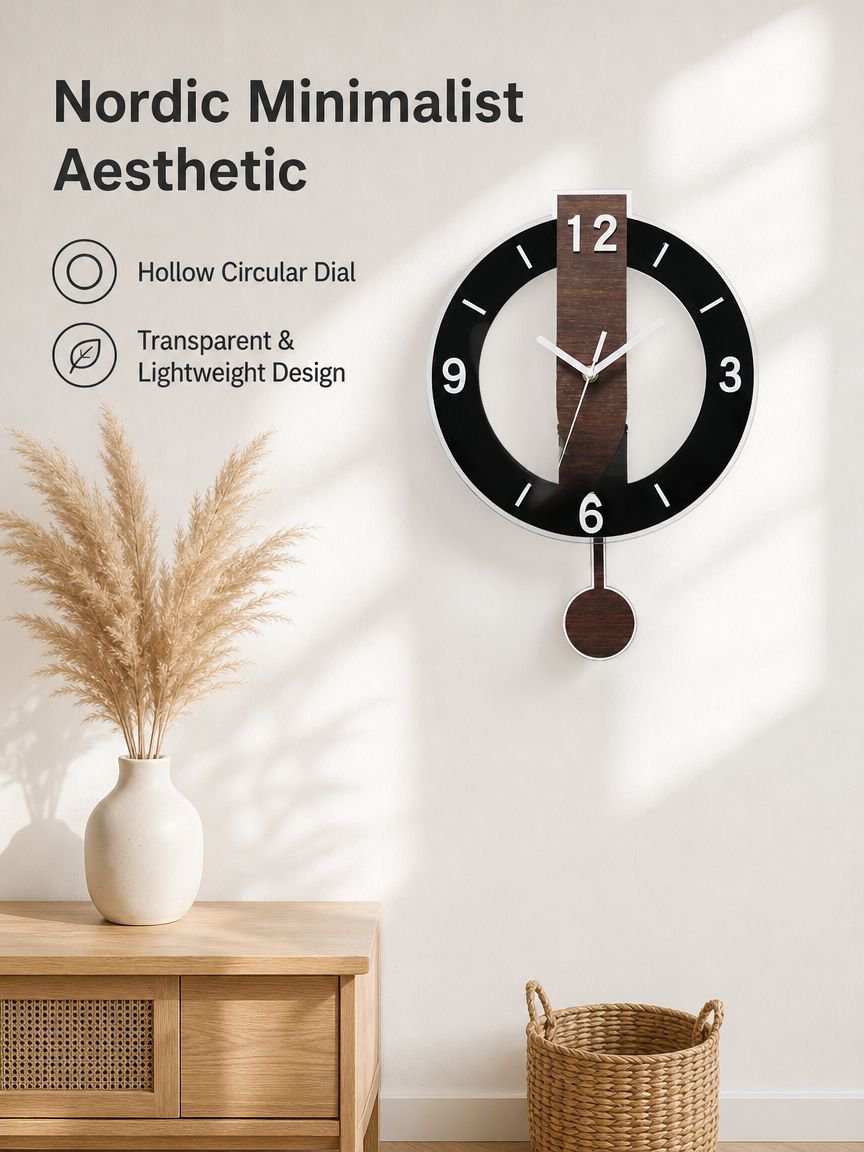 Nordic Style Wooden Grain Wall Clock for Living Room