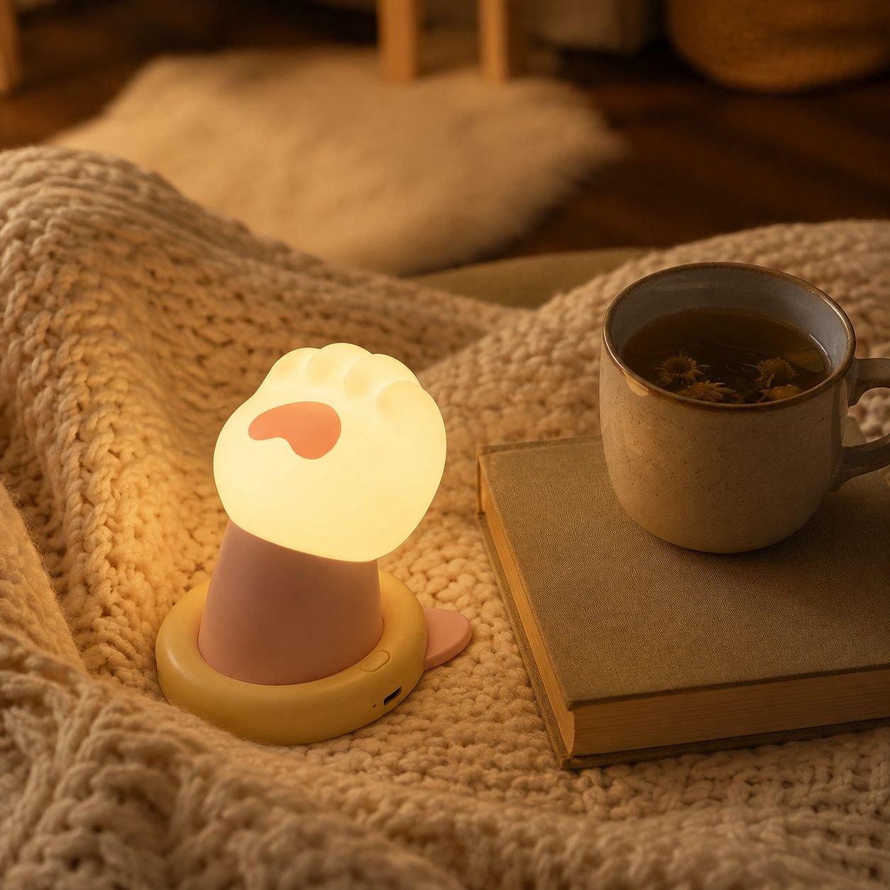 Lampe veilleuse patte de chat, lampe de chevet chambre, cadeau d'anniversaire, ambiance cosy