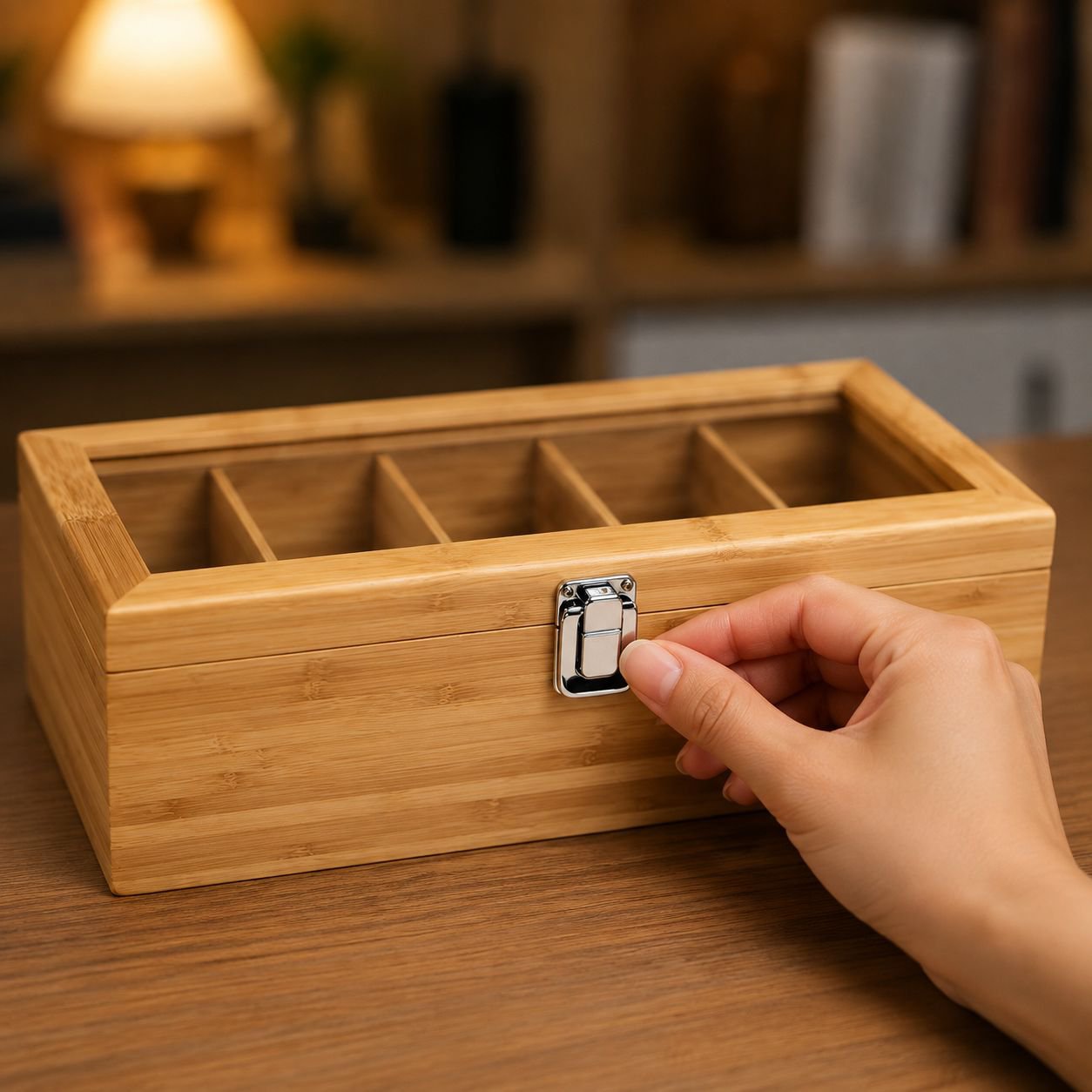 Wooden Tea and Coffee Storage Box Desktop Sundries Partition Rack