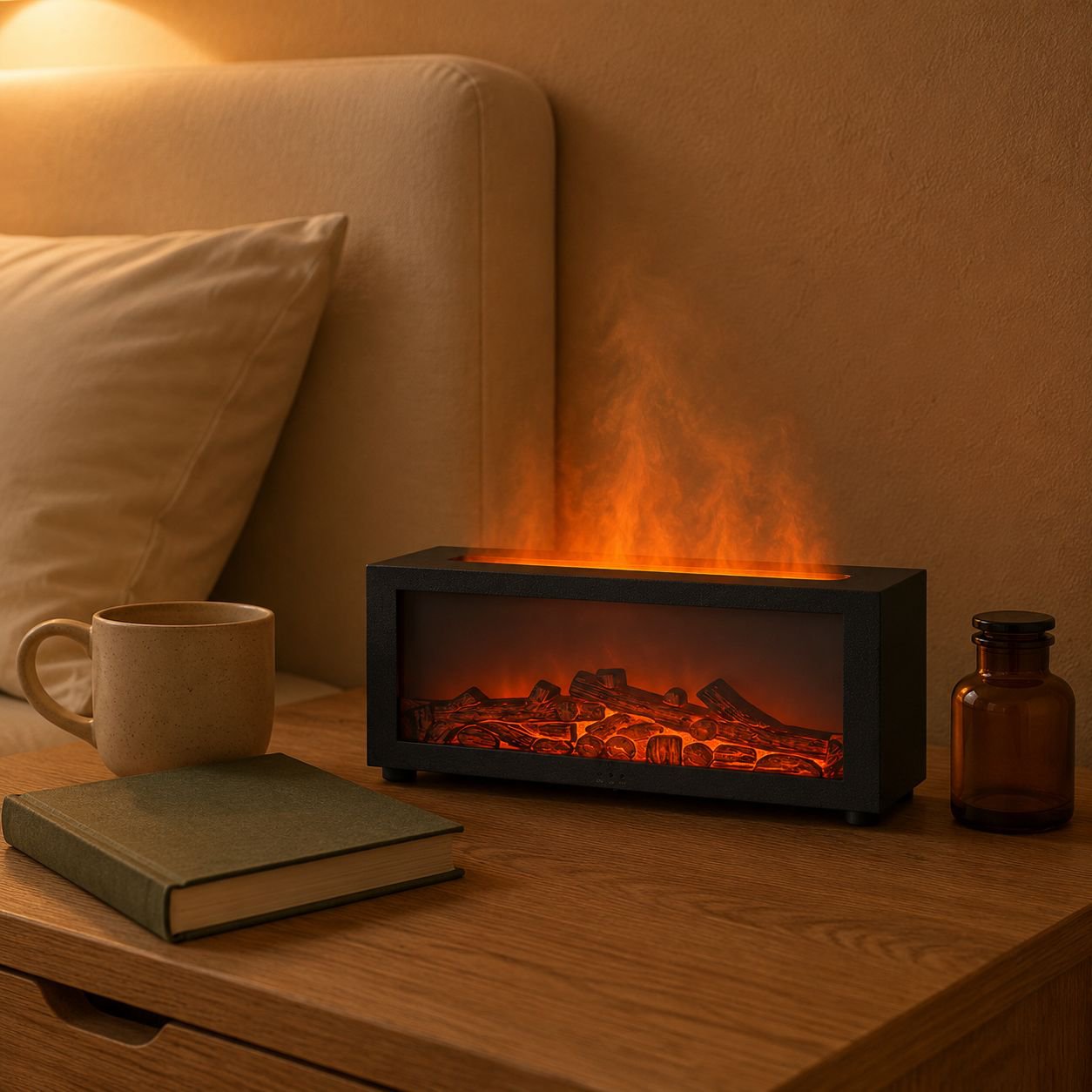Humidificador creativo con aromaterapia de llama de chimenea de simulación genial de escritorio JMY