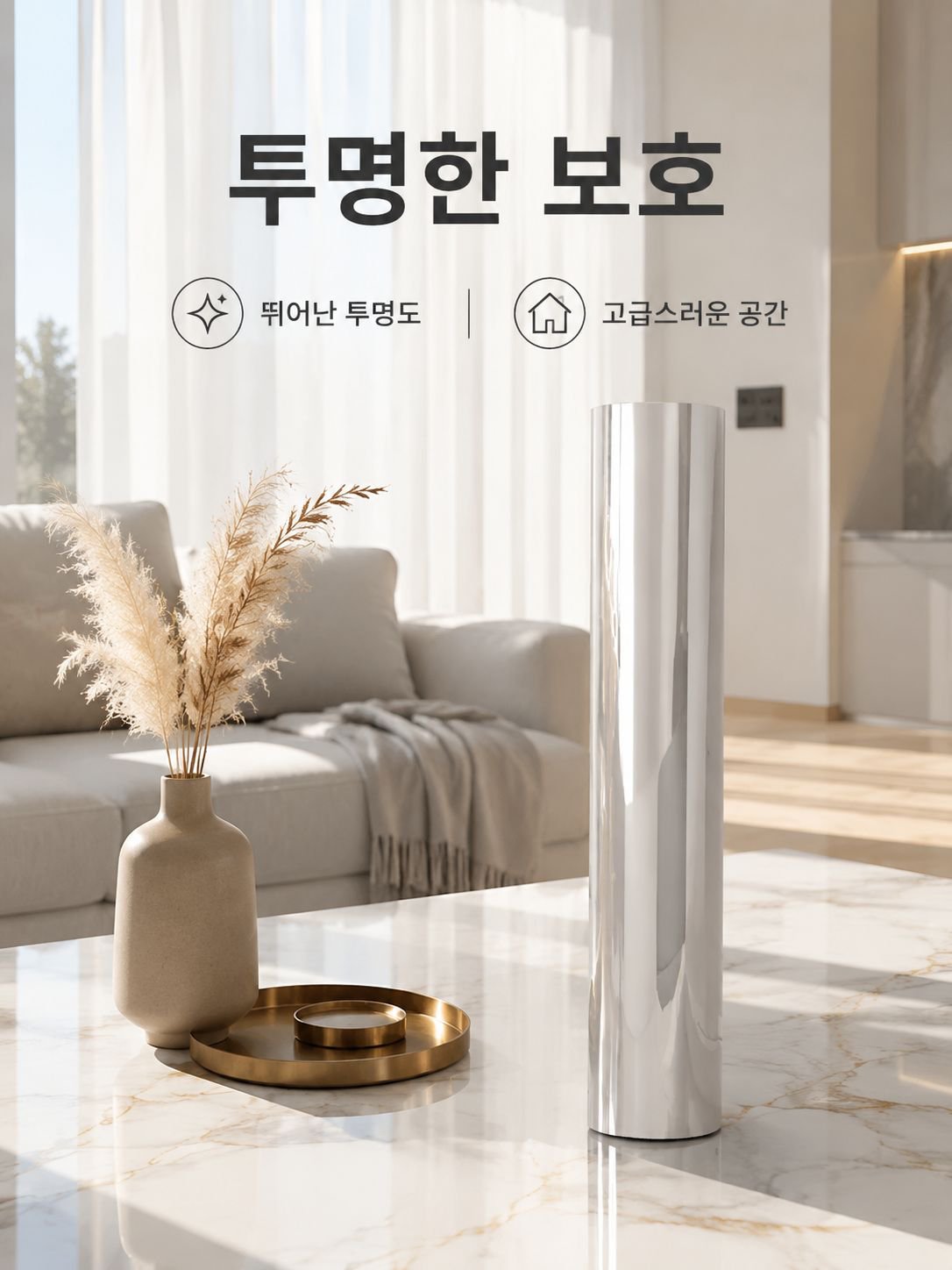 정전기 흡착 무접착 벽면 보호 필름