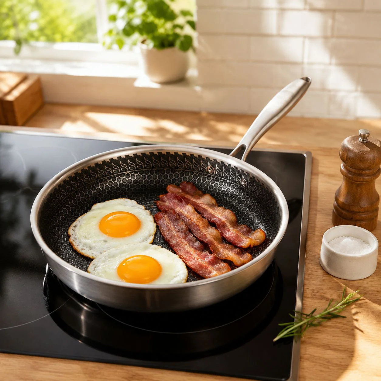 Multifunctional Triple Layer Steel Frypan