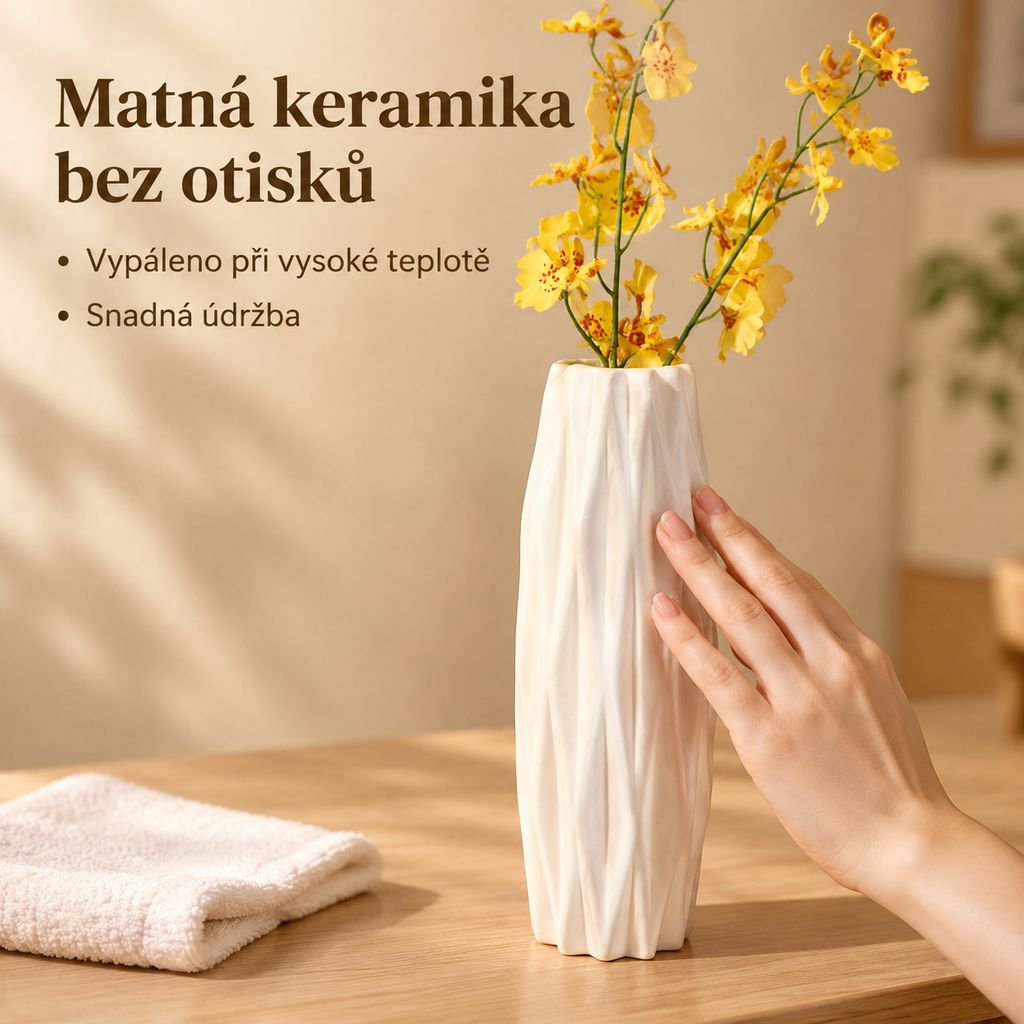 Váza s umělými květinami na ozdobu