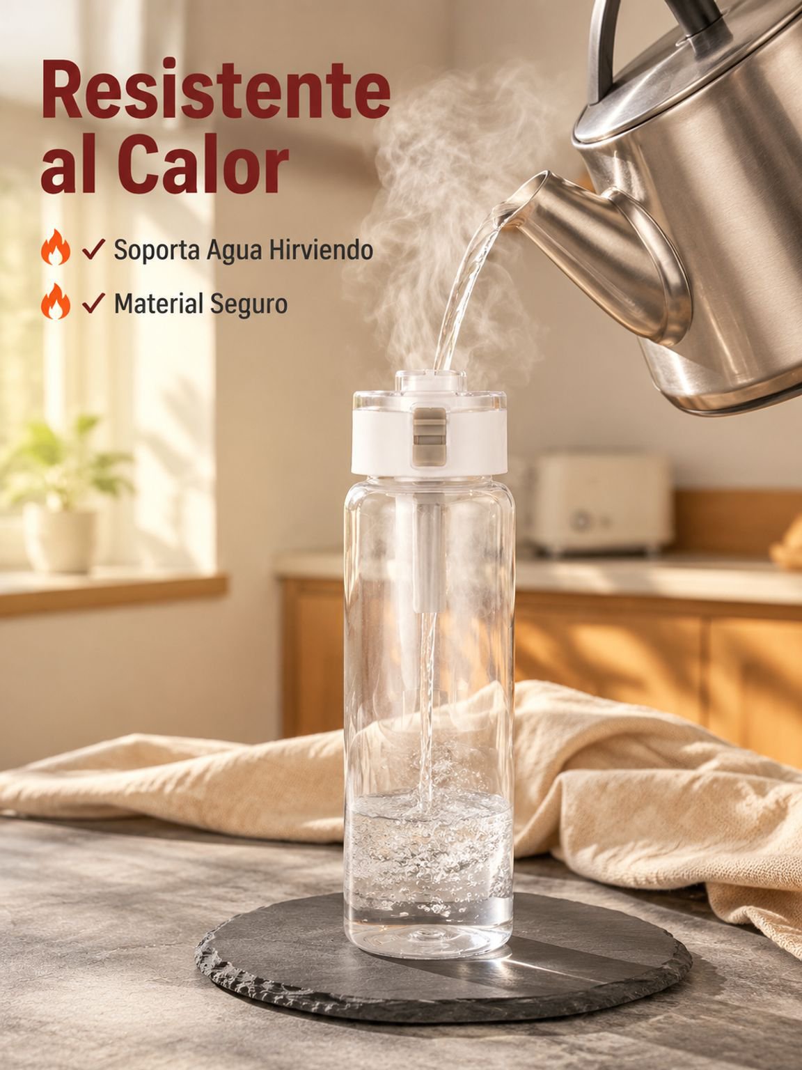 Vaso portátil y simple con colador de té, tapa abatible y plástico resistente a altas temperaturas