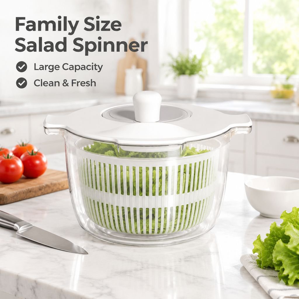 Hand Crank Salad Spinner Household Fruit Vegetable Washer Dryer Kitchen Drainer Basket