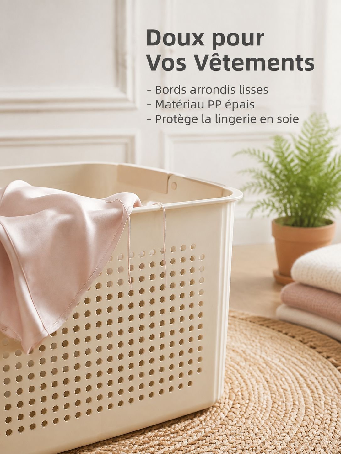 Design élégant pour un grand panier à linge