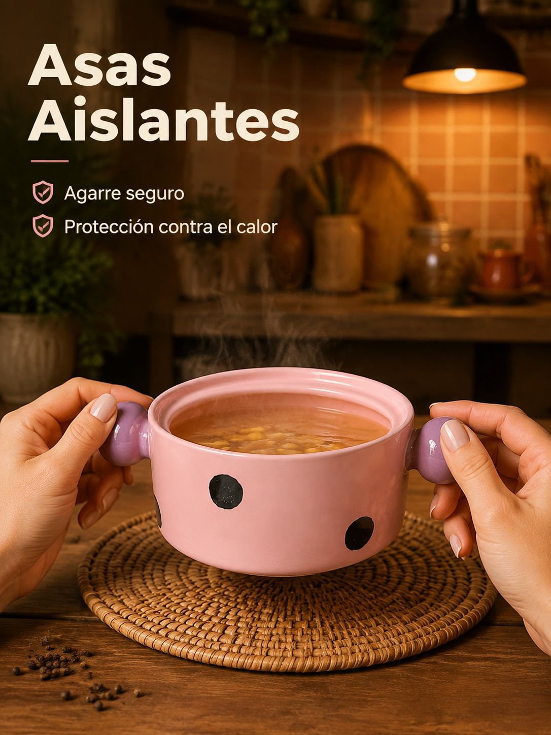 Cuenco de cerámica de doble asa