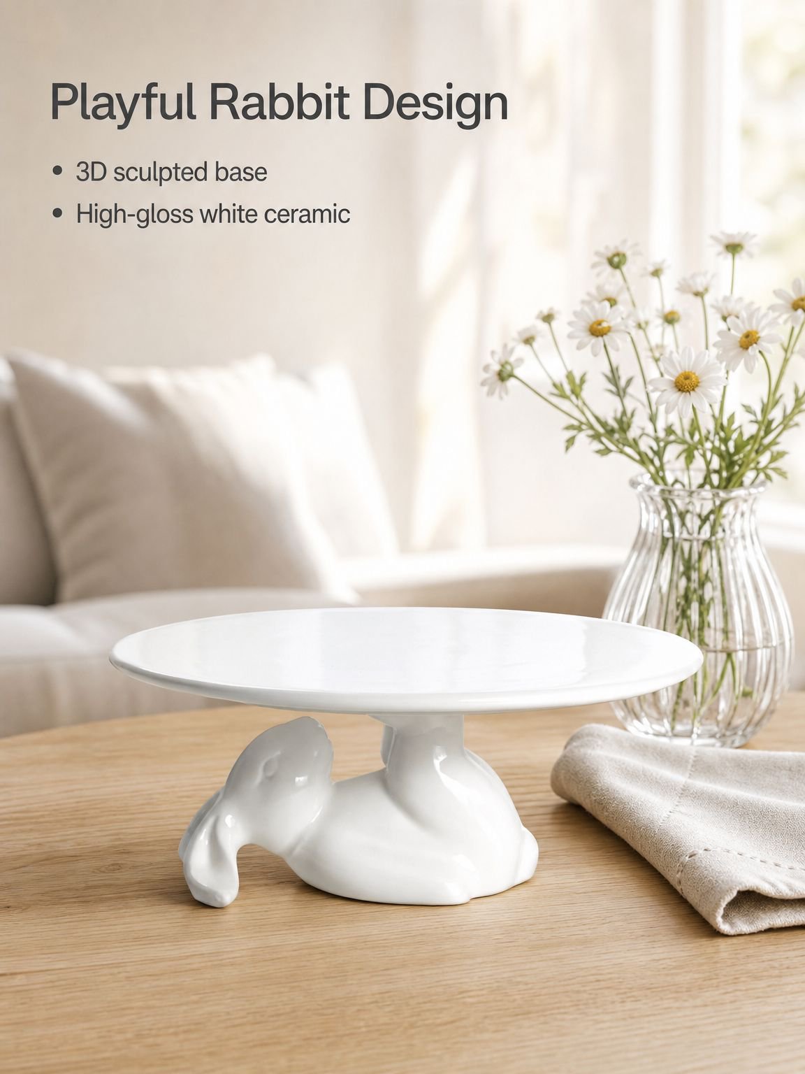 Ceramic Rabbit Shaped Snack & Fruit Plate