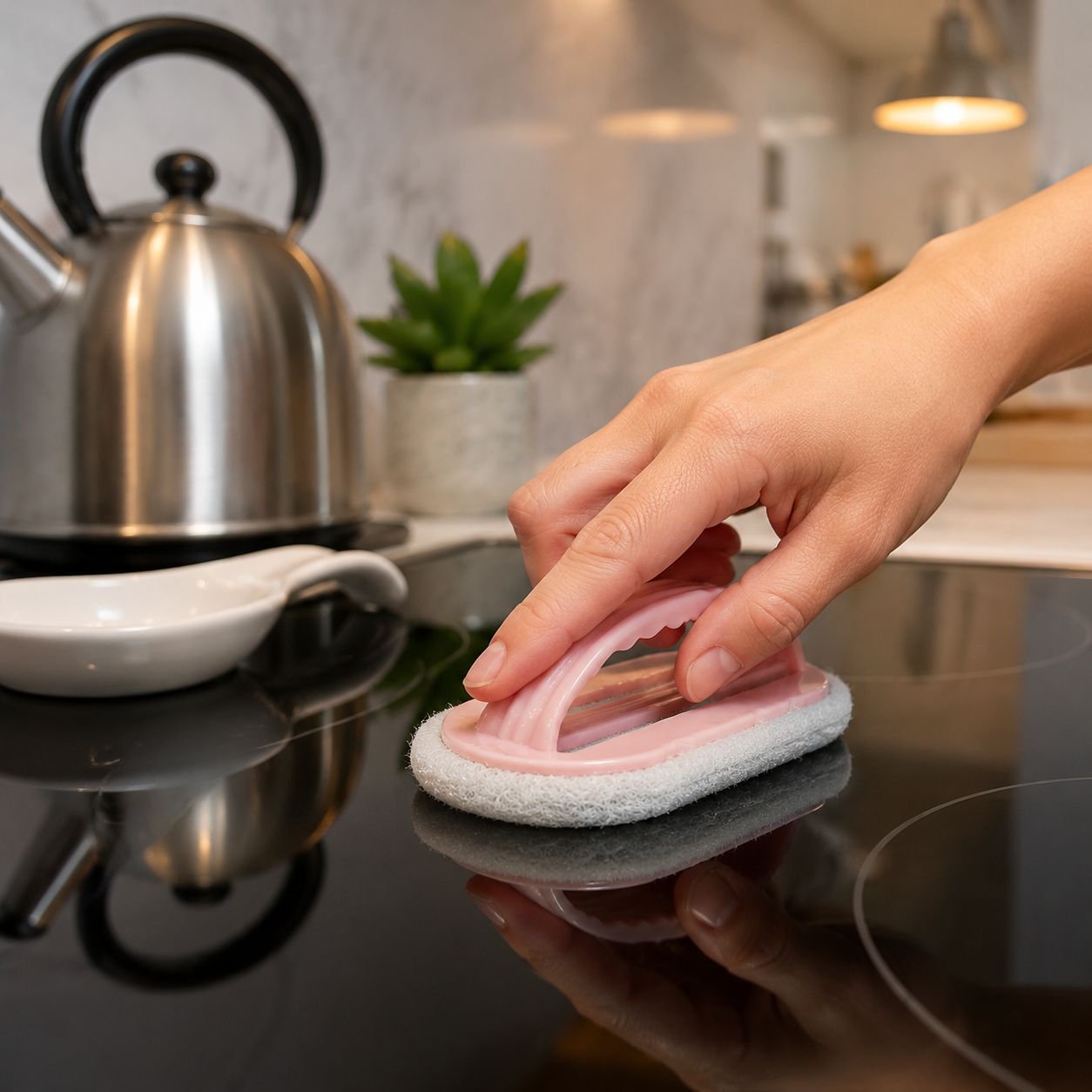 Ergonomic handle scrub brush for kitchen tiles
