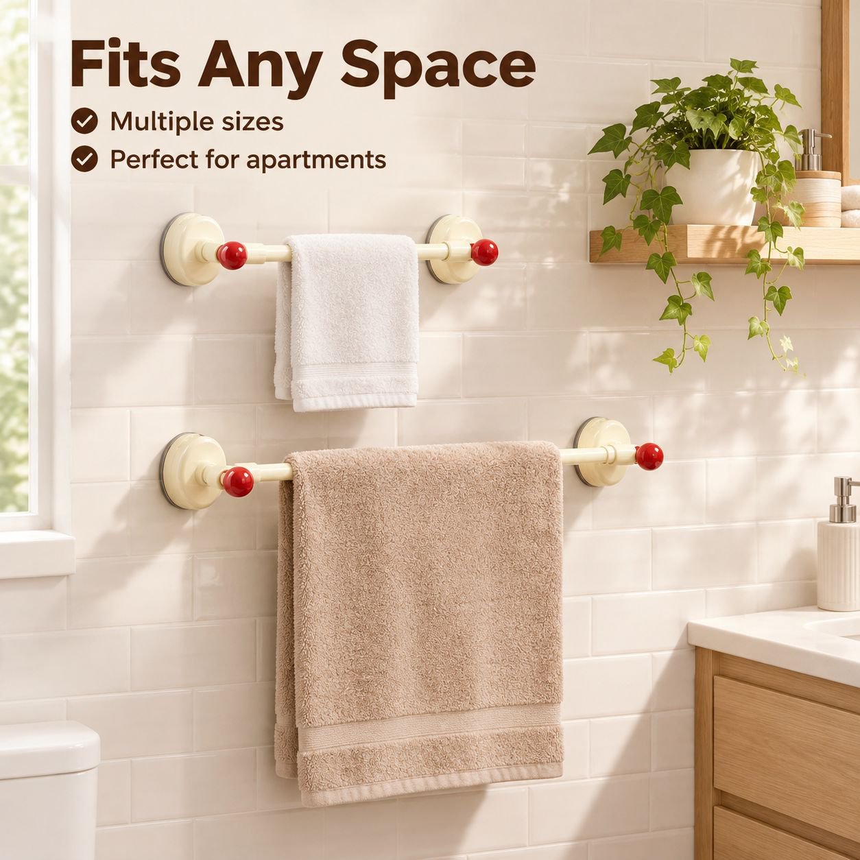Suction Cup Towel Rack Punch-Free Wall Mounted Bathroom Towel Bar Bath Towel Shelf