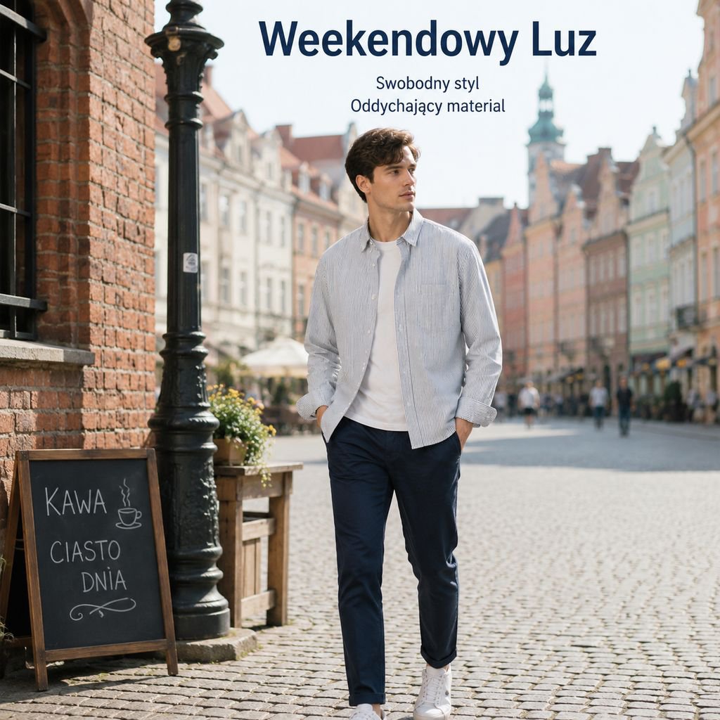 Męska koszula biznesowa z długim rękawem, wykonana z bawełny o wysokiej zawartości bawełny w prążki