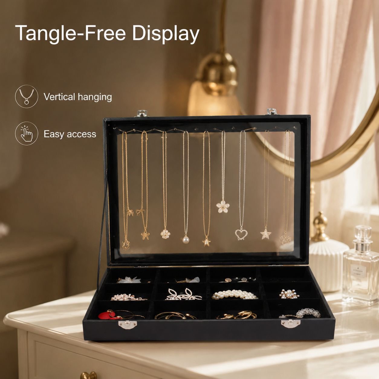 1pc Delicate Large Capacity Necklace Display Rack - Jewelry Organizer Box