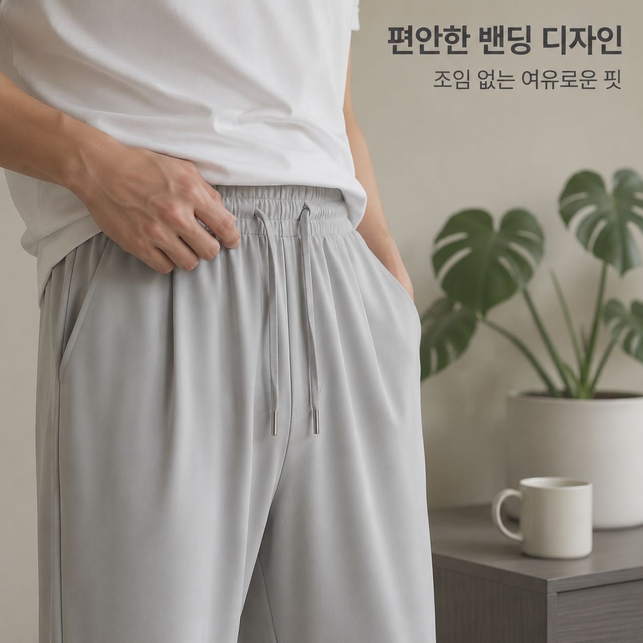 남성용 여름용 얇은 아이스 실크 캐주얼 팬츠