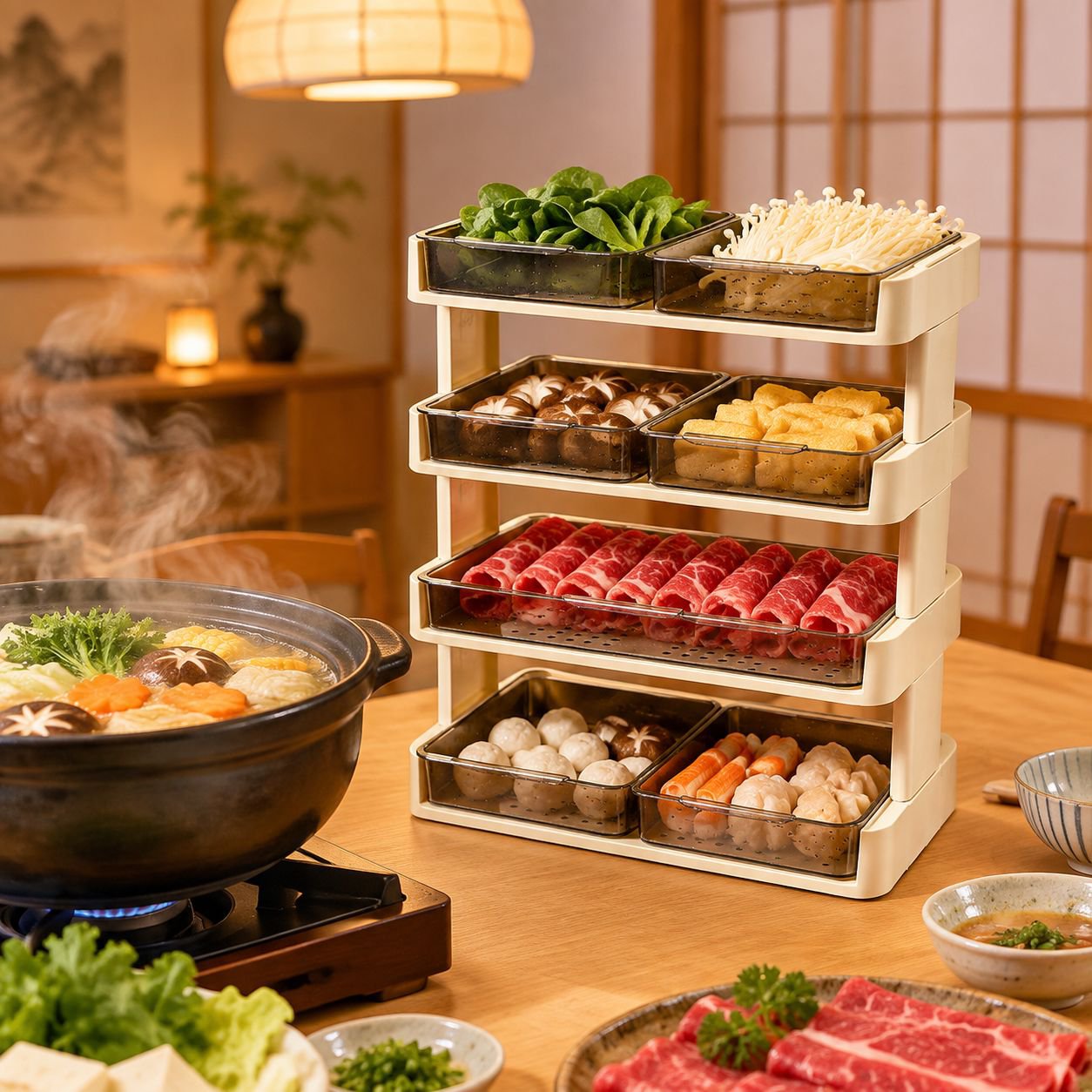 多段式調理トレイ 鍋料理用野菜