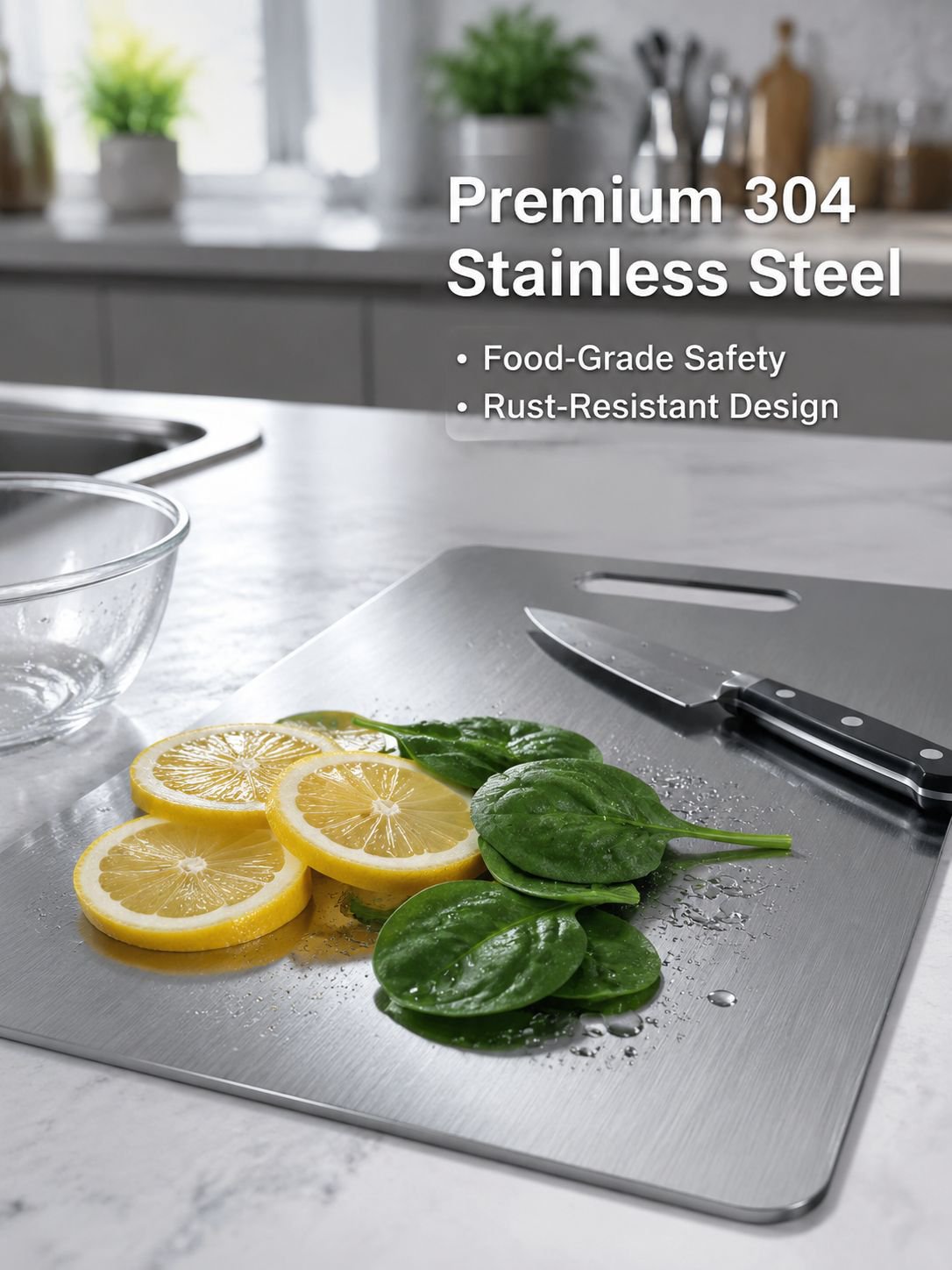 Household 304 Stainless Steel Cutting Board, Multifunctional Kneading Board, Dough Cutting Board