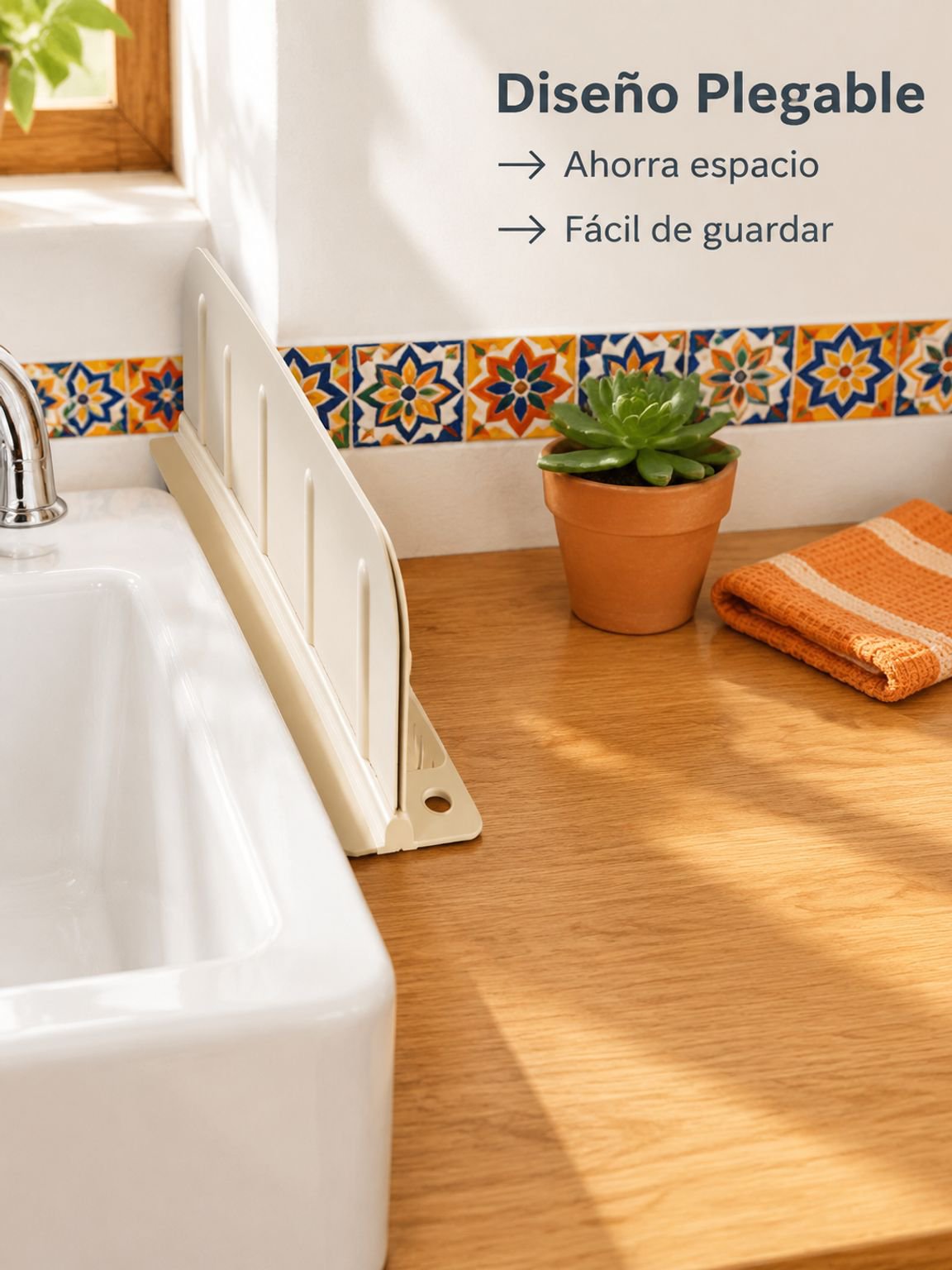 Panel plegable de protección contra salpicaduras para fregadero
