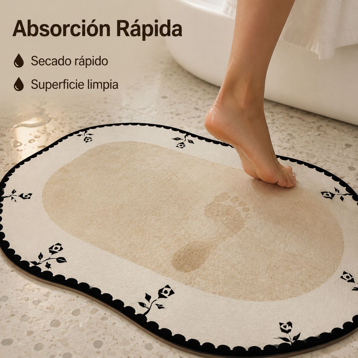 Alfombrilla antideslizante de secado rápido con tierra de diatomeas absorbente para el baño