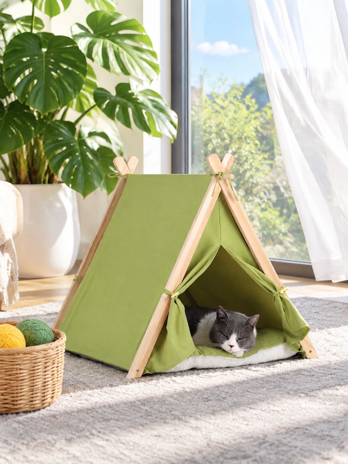 Cama lavable para gato estilo tienda