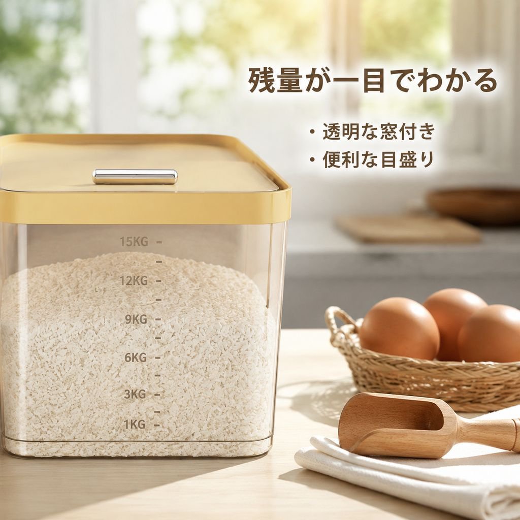 大容量キッチンキャビネット用米びつ