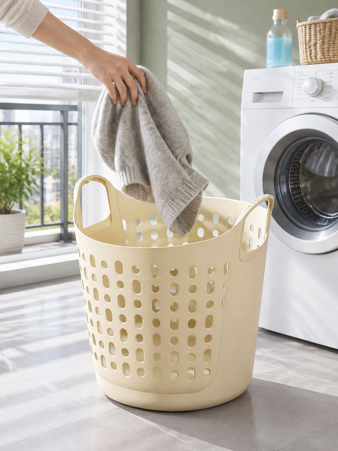 Panier à linge résistant avec poignées faciles à transporter