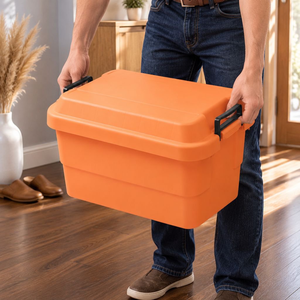 Casa de Paja Organizador de Plástico Espesado Caja de Almacenamiento al Aire Libre con Tapa Ropa Jug