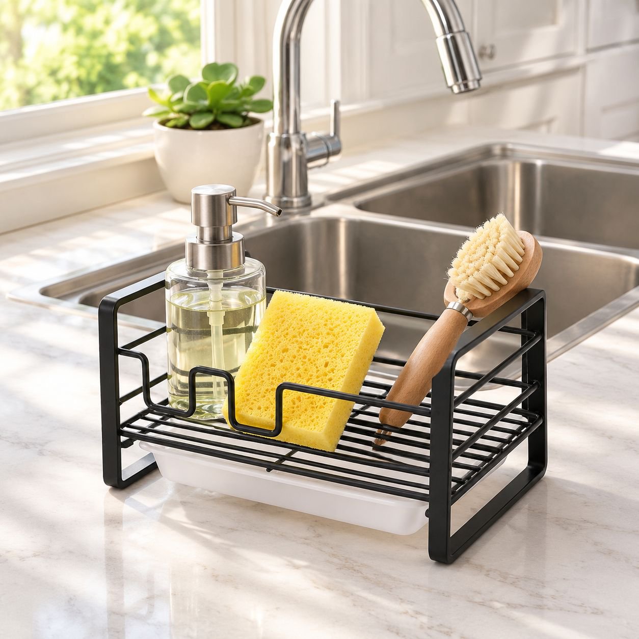 Kitchen Sink Iron Drain Storage Rack Multi-purpose Soap Steel Wool Sponge Holder