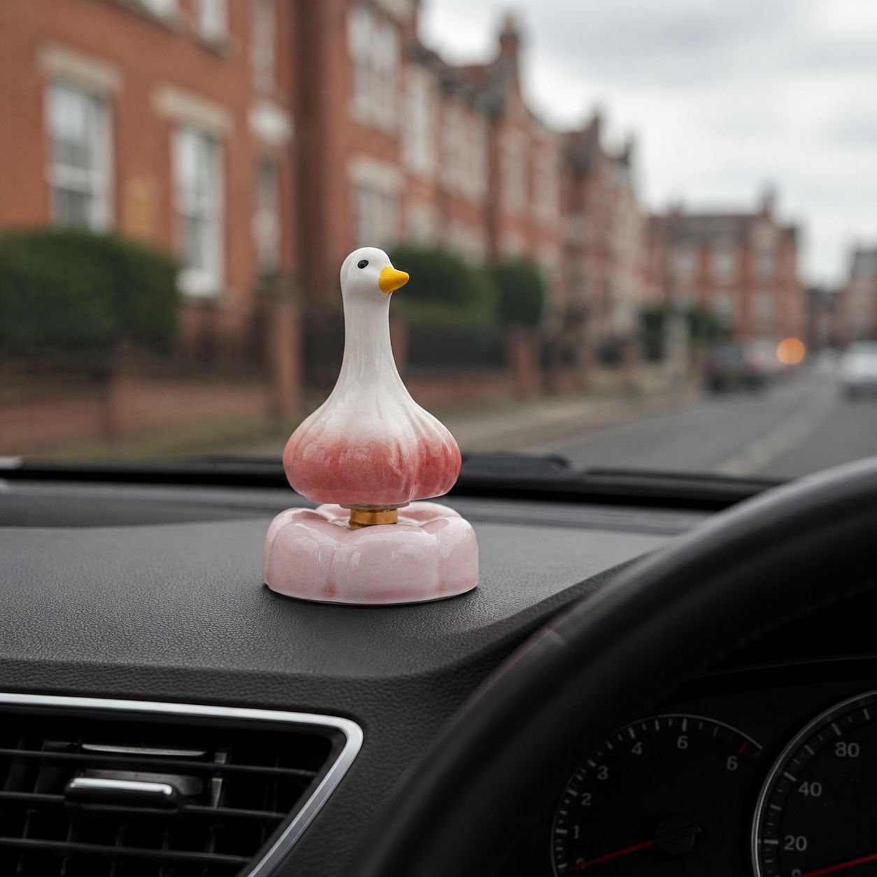 Ceramic Garlic Duck Rotating Ornament, Desktop, Office/Car Display