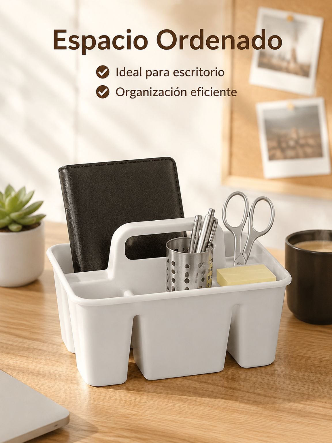 Cesta de almacenamiento portátil con asa para hogar y escritorio