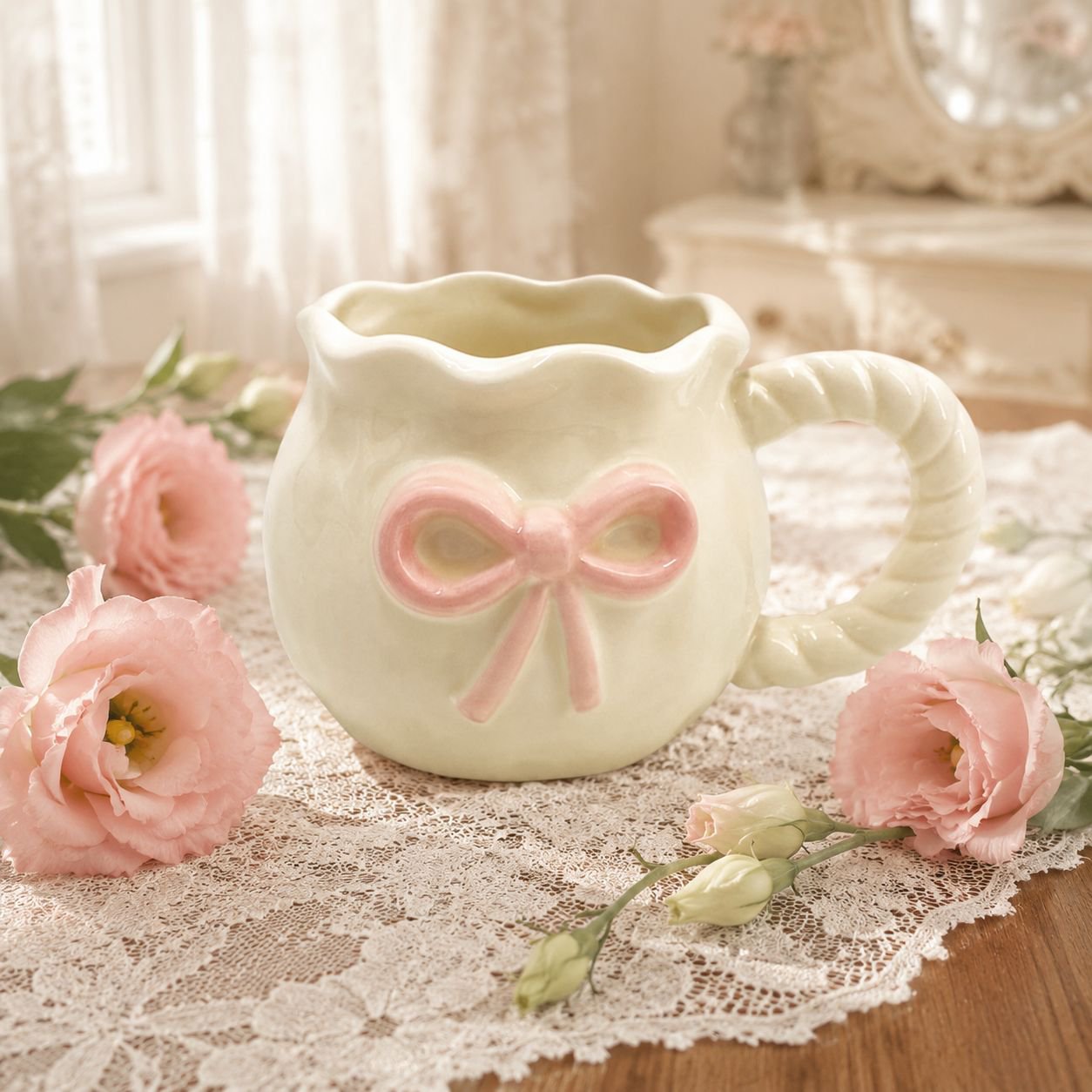 Handmade Irregular Cute Bow Mug