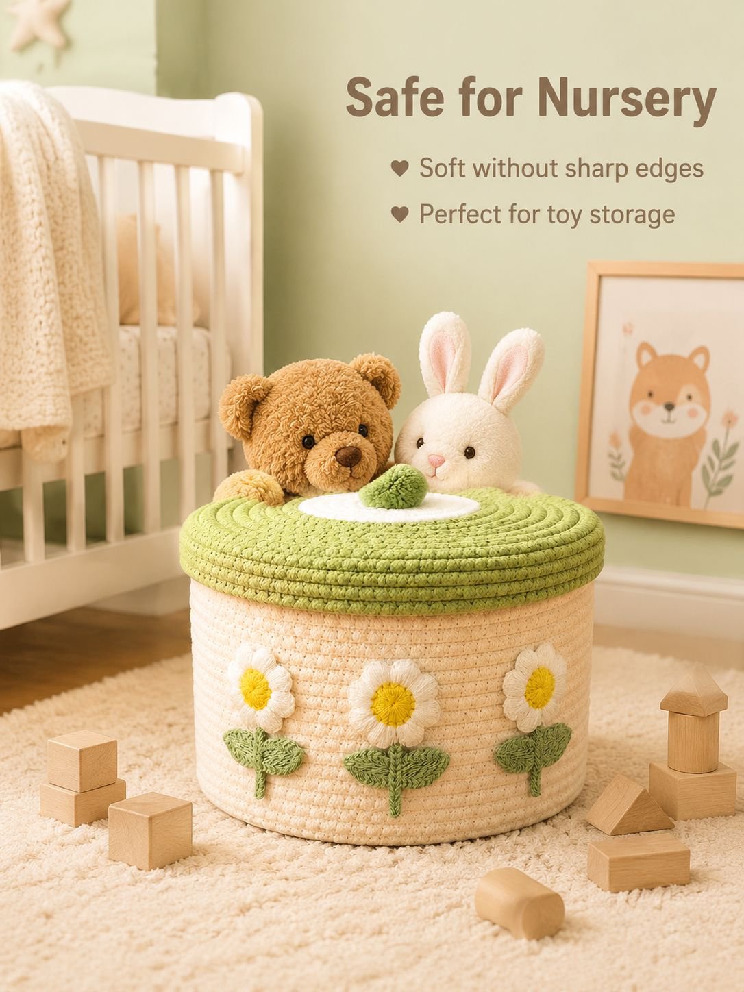 Lidded Cotton Woven Storage Basket