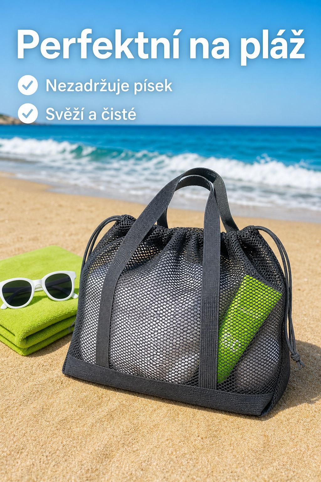 Síťovaná taška na kosmetiku a osobní věci na cestování