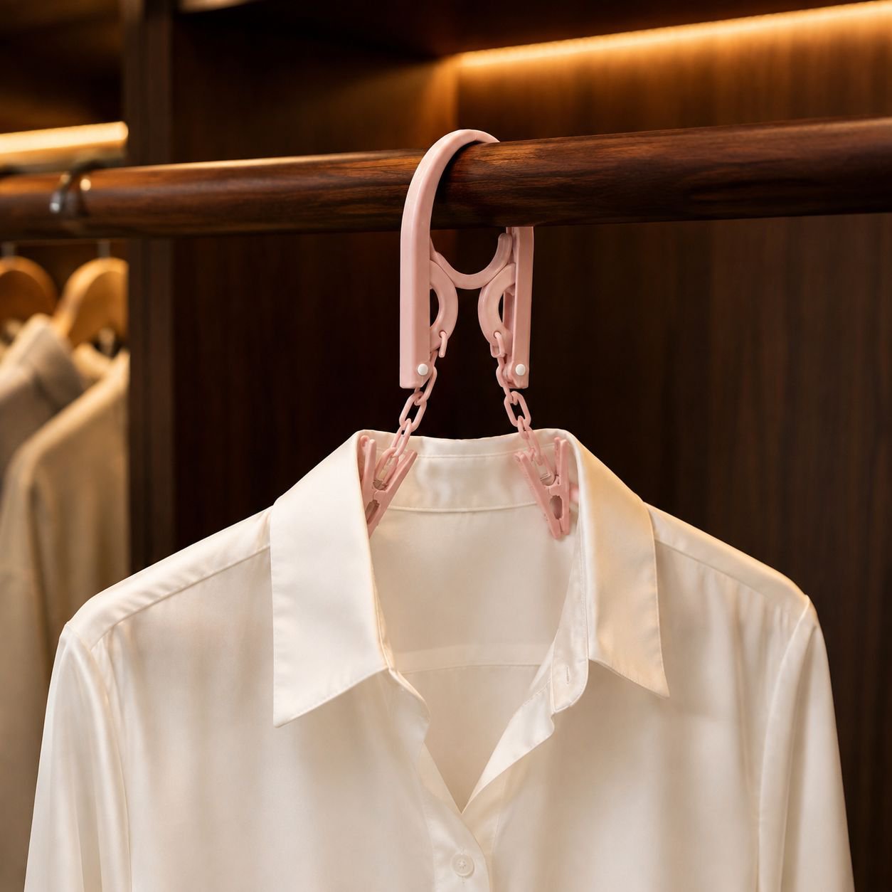 Portable foldable hanger with multiple clips