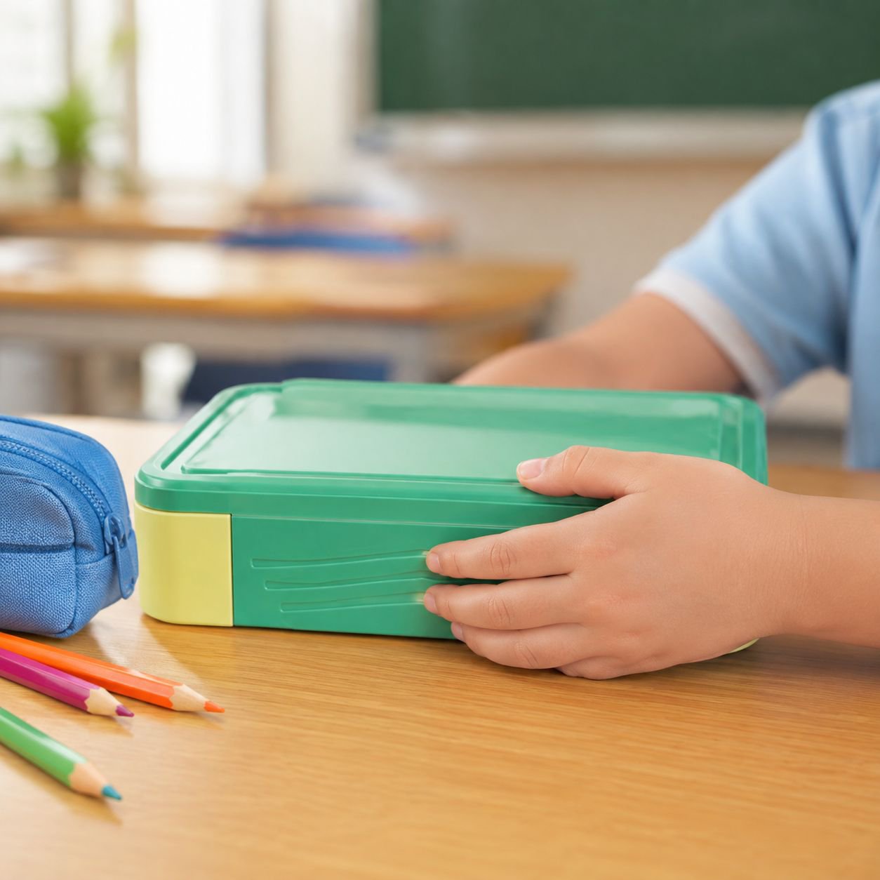 Caja de almuerzo colorida para niños, reutilizable y a prueba de fugas