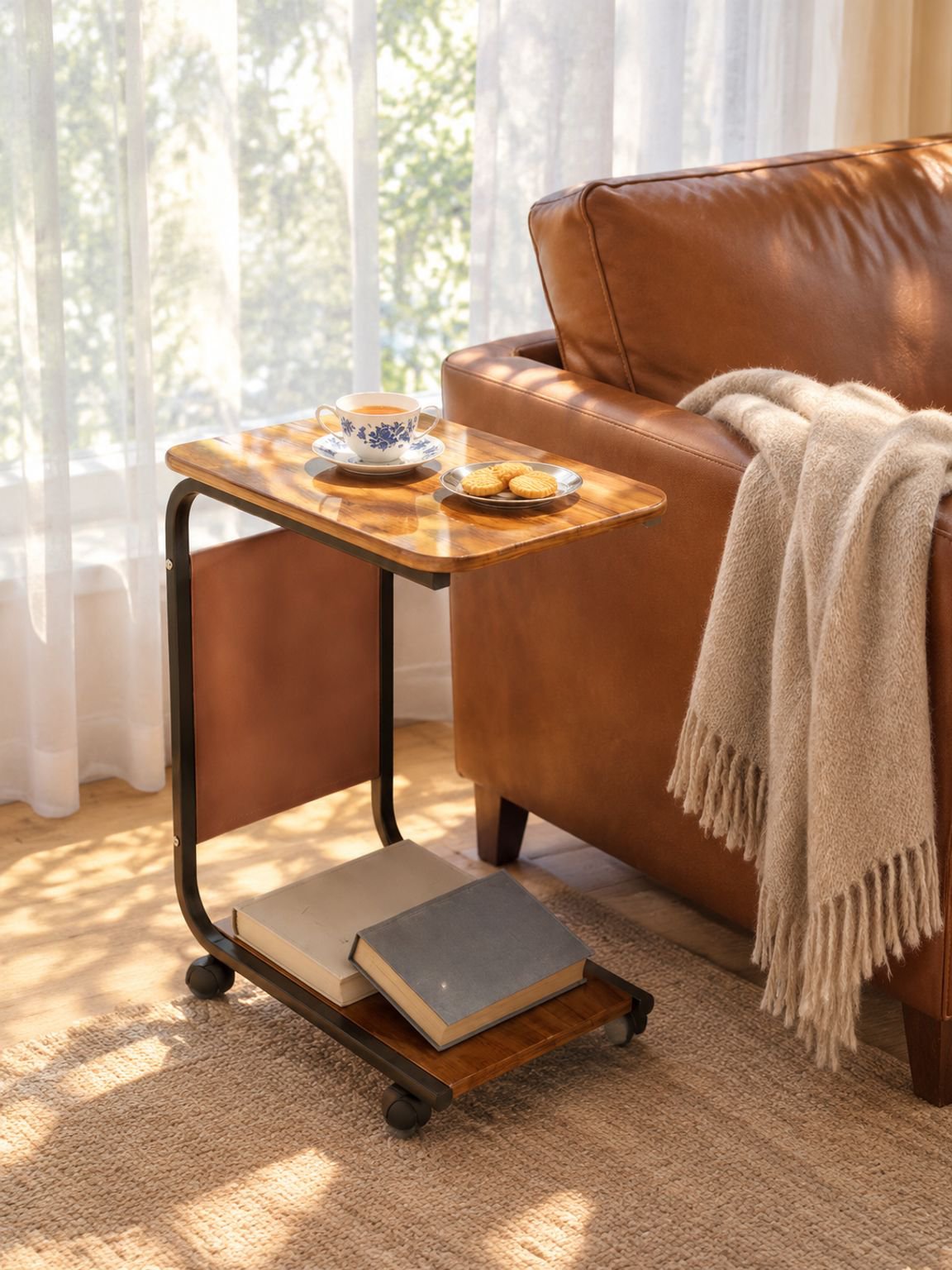 Space saving side table with versatile multifunctional use