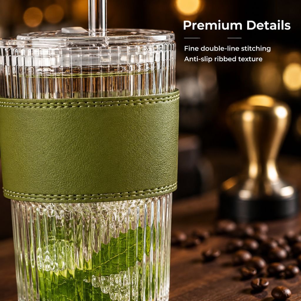Minimalist Vertical Stripe Clear Glass Coffee Cup